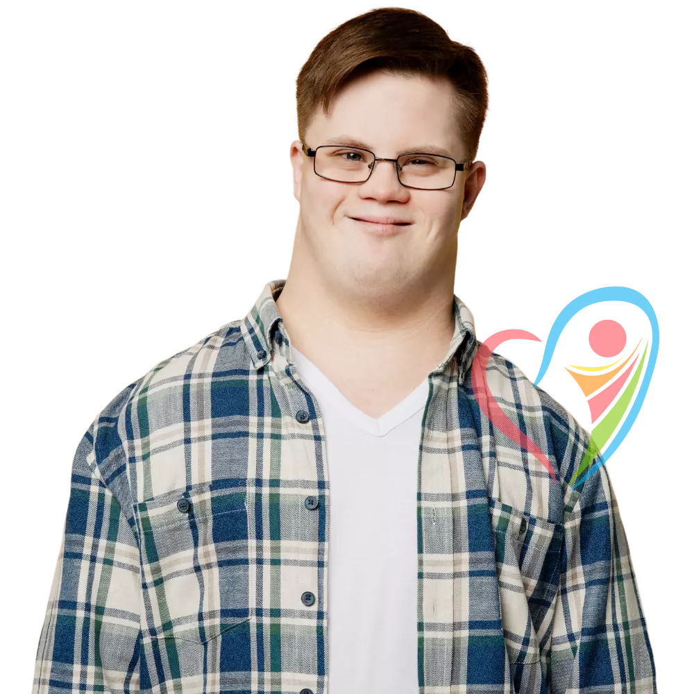Man with down syndrome smiling at the camera